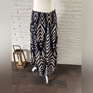 NWT Cupshe Navy and Cream Abstract Maxi Skirt, Size L